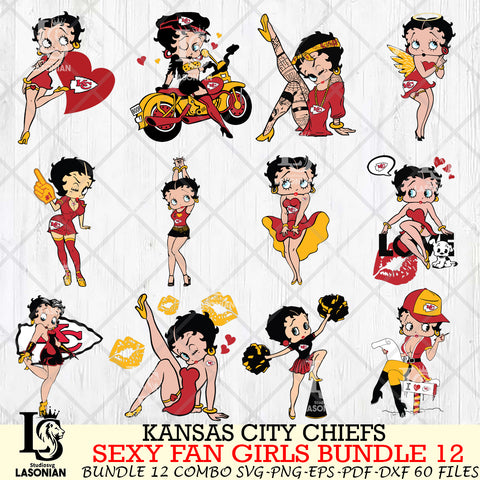Kansas City Chiefs Sexy Fan Girls Bundle 12 Svg Eps Dxf Png File, Digital Download, Instant Download