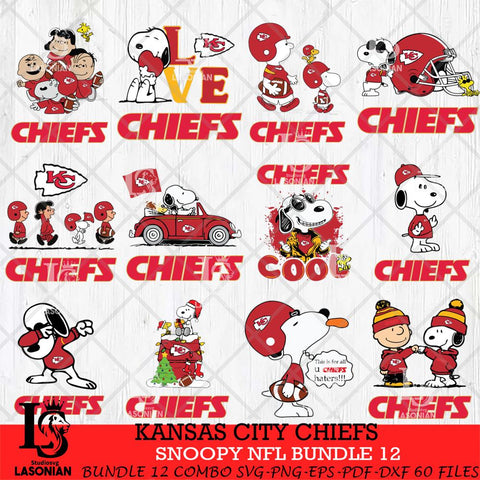 Kansas City Chiefs Snoopy NFL Bundle 12 SVG Eps Dxf Png File, NFL svg, Digital Download, Instant Download