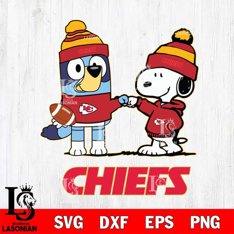 Kansas City Chiefs Snoopy & Bluey Football Svg Eps Dxf Png File,NFL Svg Files,Christmas svg ,Digital Download ,Instant Download