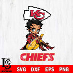 Kansas City Chiefs Style Black Fan Girl Betty Boop Svg Eps Dxf Png File, Digital Download, Instant Download