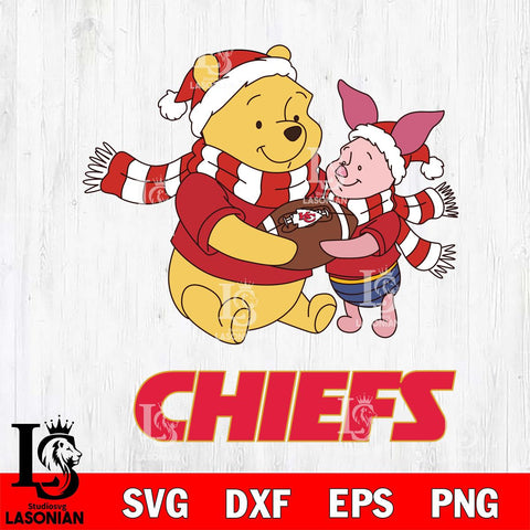 Kansas City Chiefs Winnie the Pooh & Piglet Football Cricut,Christmas SVG DXF EPS PNG FILE, Digital Download,Instant Download, Silhouette