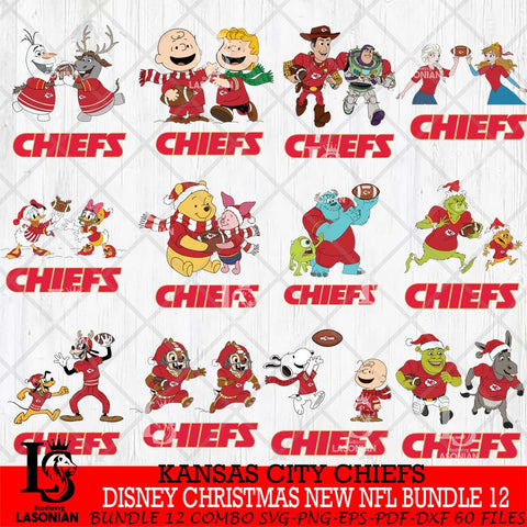Kansas City Chiefs  Disney Christmas New NFL Bundle 12 Cricut,Christmas SVG DXF EPS PNG FILE, NFL Digital Download,Instant Download, Silhouette