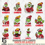 Kansas City Chiefs  Grinch NFL Bundle 12 SVG Eps Dxf Png File, Digital Download, Instant Download