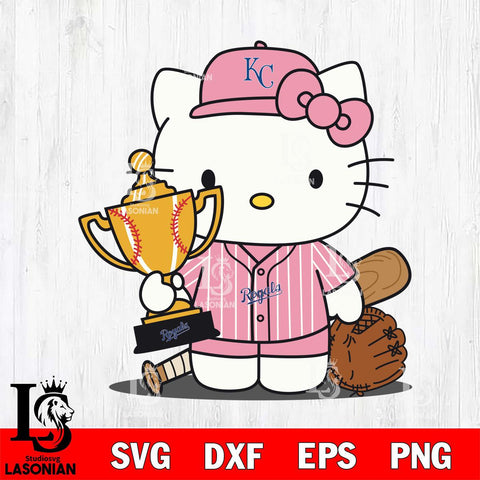 Kansas City Royals Hello Kitty Pink baseball Champion SVG DXF EPS PNG FILE, MLB File Cut,Hello Kitty Digital Download,Instant Download, Silhouette