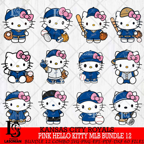 Kansas City Royals Pink Hello Kitty MLB Bundle 12 Svg Eps Dxf Png File,Bundle MLB File Cut,Digital Download,Instant Download,Svg Files