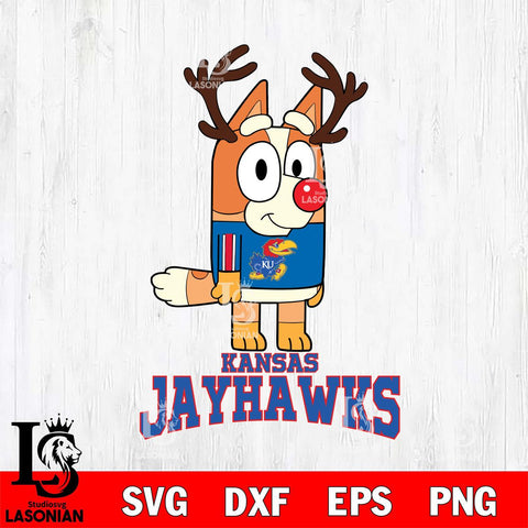 Kansas Jayhawks Bluey Chilli Christmas Deer Svg Eps Dxf Png File, Digital Download