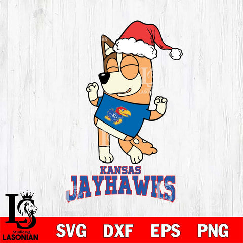 Kansas Jayhawks Bluey Chilli Happy Christmas Svg Eps Dxf Png File, Digital Download