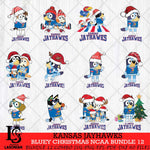 Kansas Jayhawks Bluey Christmas NCAA Bundle 12 Cricut File Cut Files , Bluey Cricut , Christmas Svg , Bluey svg , Digital Download, dxf eps png pdf file