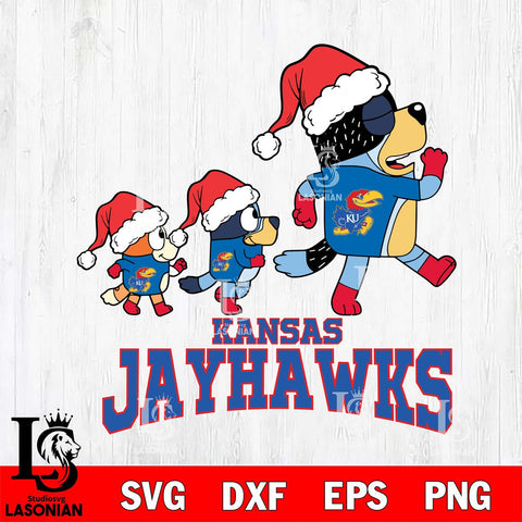 Kansas Jayhawks Bluey Family Christmas Svg Eps Dxf Png File, Digital Download