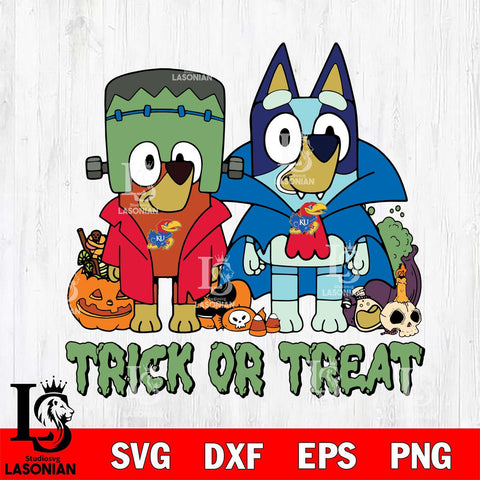 Kansas Jayhawks Bluey Halloween Trick or Treat Svg Eps Dxf Png File, Digital Download, Instant Download