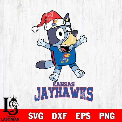 Kansas Jayhawks Bluey Happy Christmas Svg Eps Dxf Png File, Digital Download