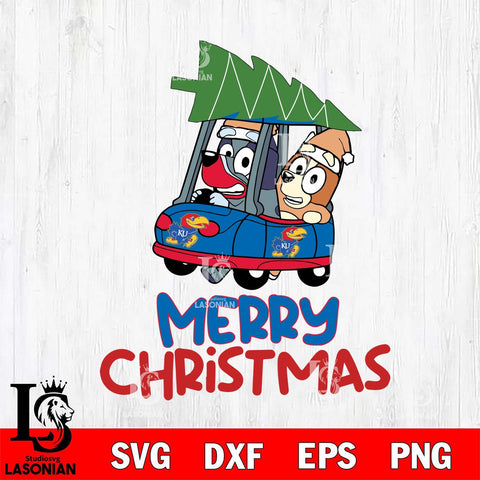 Kansas Jayhawks Bluey Merry Christmas Svg Eps Dxf Png File, Digital Download