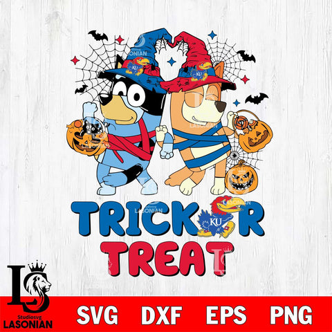 Kansas Jayhawks Bluey Trick or Treat Halloween 2 Svg Eps Dxf Png File, Digital Download, Instant Download