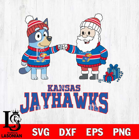 Kansas Jayhawks Bluey With Satan Christmas File Cut, NCAA SVG DXF EPS PNG FILE, Digital Download,Instant Download, Silhouette