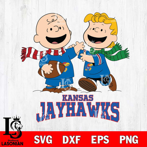 Kansas Jayhawks Charlie Brown & Linus Football Cricut,Christmas SVG DXF EPS PNG FILE, NCAA Digital Download,Instant Download, Silhouette