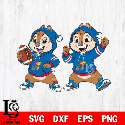 Kansas Jayhawks Chip và Dale Football File Cut, NCAA SVG DXF EPS PNG FILE, Digital Download , Criucut , Silhouette