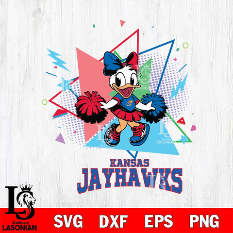Kansas Jayhawks Cute Daisy Duck Cheerleader SVG DXF EPS PNG FILE, NCAA File Cut,Digital Download,Instant Download
