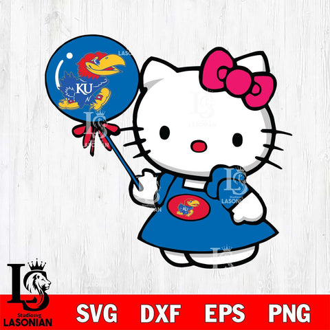 Kansas Jayhawks Cute Hello Kitty 2 Svg Eps Dxf Png File, Digital Download, Instant Download