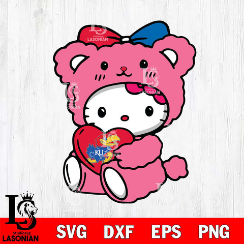 Kansas Jayhawks Cute Hello Kitty 3 Svg Eps Dxf Png File, Digital Download, Instant Download