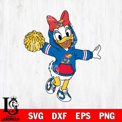 Kansas Jayhawks Daisy Duck Cheerleader Christmas File Cut, NCAA SVG DXF EPS PNG FILE, Digital Download , Criucut , Silhouette