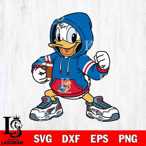Kansas Jayhawks Donald Duck Disney Christmas File Cut, NCAA SVG DXF EPS PNG FILE, Digital Download , Criucut , Silhouette