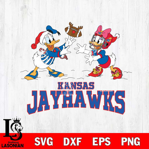Kansas Jayhawks Donald Duck & Daisy Duck Football Cricut,Christmas SVG DXF EPS PNG FILE, NCAA Digital Download,Instant Download, Silhouette