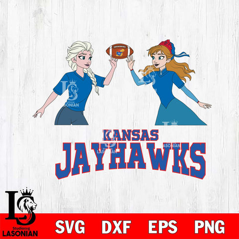 Kansas Jayhawks Elsa & Anna Football Cricut,Christmas SVG DXF EPS PNG FILE, NCAA Digital Download,Instant Download, Silhouette