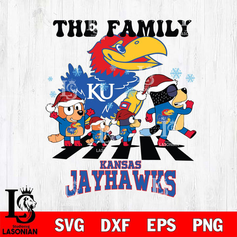 Kansas Jayhawks Family Bluey Christmas Svg Eps Dxf Png File, Digital Download