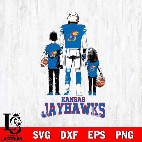 Kansas Jayhawks Father And Child Football SVG DXF EPS PNG FILE,NCAA SVG, Father day Digital Download,Instant Download, Silhouette