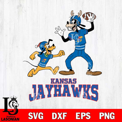 Kansas Jayhawks Goofy & Pluto Football Cricut,Christmas SVG DXF EPS PNG FILE, NCAA Digital Download,Instant Download, Silhouette