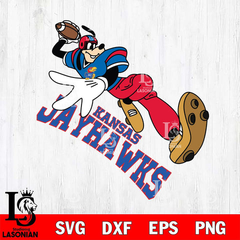Kansas Jayhawks Goofy rugby player SVG DXF EPS PNG FILE,NCAA svg ,Football Digital Download,Instant Download, Silhouette