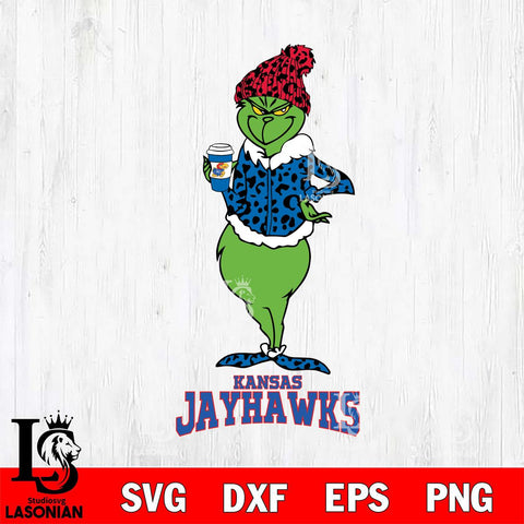 Kansas Jayhawks Grinch Leopard Coffee Svg Eps Dxf Png File, Digital Download, Instant Download