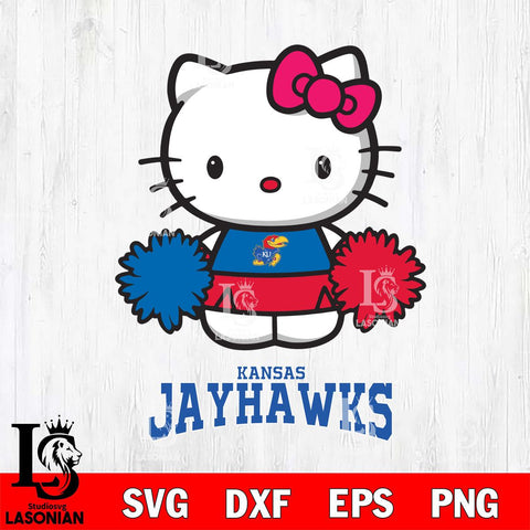 Kansas Jayhawks Hello Kitty Cheerleader 2 Svg Eps Dxf Png File, Digital Download, Instant Download