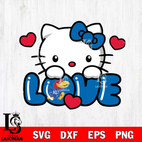 Kansas Jayhawks Hello Kitty Love Svg Eps Dxf Png File, Digital Download, Instant Download