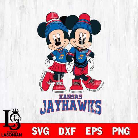 Kansas Jayhawks Mickey And Minnie Mouse Football Svg Eps Dxf Png File, NCAA svg , File Cut , Digital Download , Instant Download, Cut Svg Files