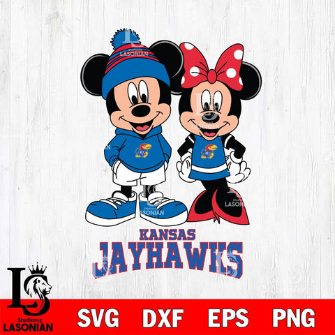 Kansas Jayhawks Mickey Minnie Mouse Cute Football Svg Eps Dxf Png File, NCAA svg , File Cut , Digital Download , Instant Download, Cut Svg Files