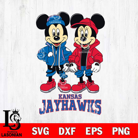 Kansas Jayhawks Mickey Minnie Mouse Football Svg Eps Dxf Png File, NCAA svg , File Cut , Digital Download , Instant Download, Cut Svg Files
