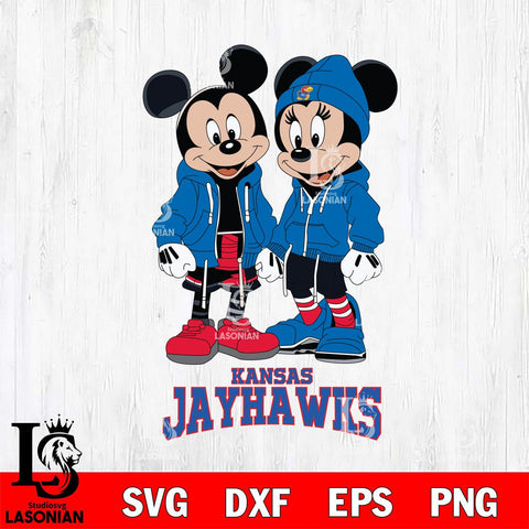 Kansas Jayhawks Mickey Minnie Mouse Rugby Svg Eps Dxf Png File, NCAA svg , File Cut , Digital Download , Instant Download, Cut Svg Files