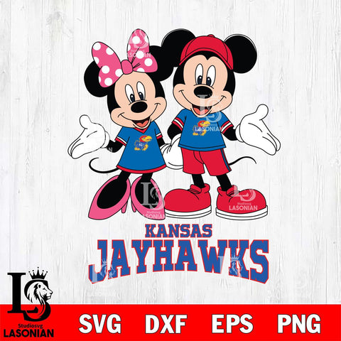 Kansas Jayhawks Mickey Minnie Mouse Sport Svg Eps Dxf Png File, NCAA svg , File Cut , Digital Download , Instant Download, Cut Svg Files