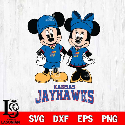 Kansas Jayhawks Mickey Minnie Rugby Svg Eps Dxf Png File, NCAA svg , File Cut , Digital Download , Instant Download, Cut Svg Files