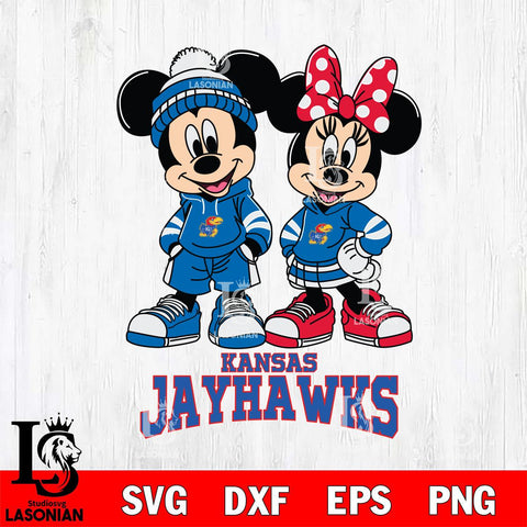 Kansas Jayhawks Mickey Minnie Rugby Hoodie Svg Eps Dxf Png File, NCAA svg , File Cut , Digital Download , Instant Download, Cut Svg Files