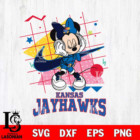 Kansas Jayhawks Minnie Mouse Dancing SVG DXF EPS PNG FILE, NCAA File Cut,Digital Download,Instant Download