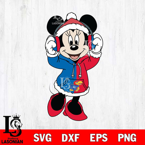 Kansas Jayhawks Minnie Mouse Disney Football Christmas File Cut, NCAA SVG DXF EPS PNG FILE, Digital Download , Criucut , Silhouette