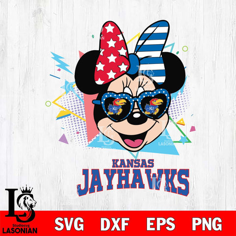Kansas Jayhawks Minnie Mouse Love Sport SVG DXF EPS PNG FILE, NCAA File Cut,Digital Download,Instant Download