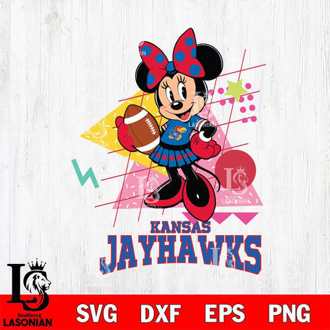 Kansas Jayhawks Minnie Mouse Sport SVG DXF EPS PNG FILE, NCAA File Cut,Digital Download,Instant Download