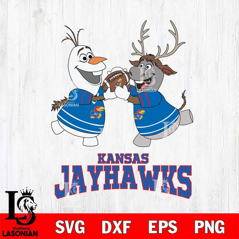 Kansas Jayhawks Olaf & Sven Football Cricut,Christmas SVG DXF EPS PNG FILE, NCAA Digital Download,Instant Download, Silhouette