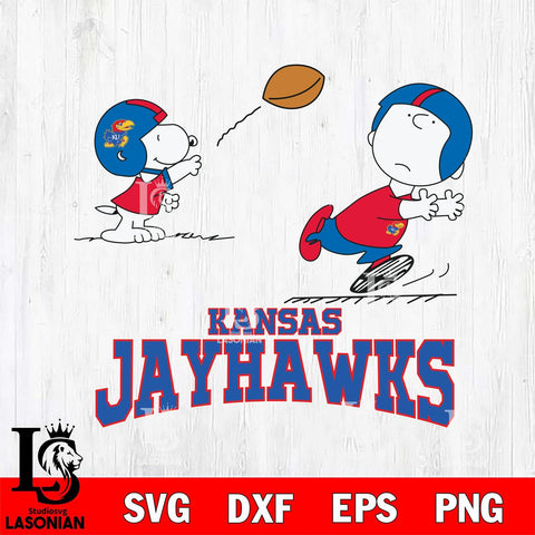 Kansas Jayhawks Peanuts play football SVG DXF EPS PNG FILE,Snoopy File Cut, NCAA Digital Download,Instant Download,Christmas Silhouette