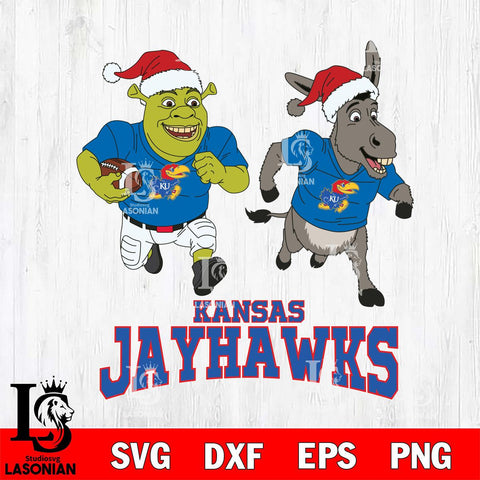 Kansas Jayhawks Shrek and Donkey Football Cricut,Christmas SVG DXF EPS PNG FILE, NCAA Digital Download,Instant Download, Silhouette