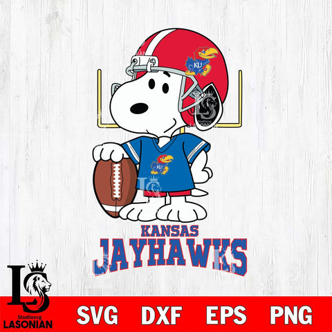 Kansas Jayhawks Snoopy Player Football SVG DXF EPS PNG FILE,Snoopy File Cut, NCAA Digital Download,Instant Download,Christmas Silhouette