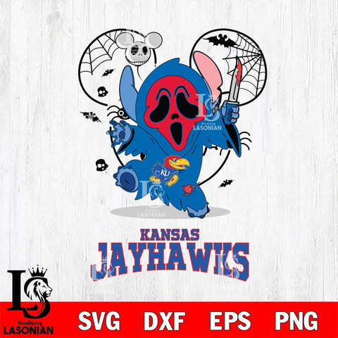 Kansas Jayhawks Stitch Ghost Face Halloween 2 Svg Eps Dxf Png File, Digital Download, Instant Download